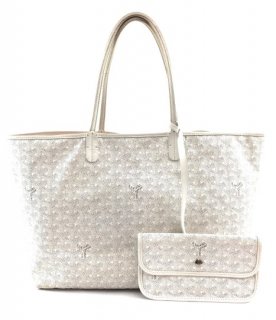 15172 saint louis pm tote pochette work laptop white coated canvas and leather shoulder bag