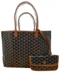 st louis pm with trim black brown coated canvas tote