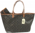 tan classic chevron st louis pm medium includes wallet black coated canvas and leather tote
