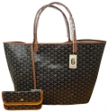 st louis gm with brown trim black coated canvas tote