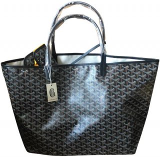 classic chevron st louis gm includes detachable wallet black coated canvas and leather tote